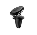 Support Téléphone Magnétique Auto C01 Noir – Vue en angle du support magnétique noir pour aération avec anneau chromé et pad magnétique circulaire | Accessoires Auto | miio Store