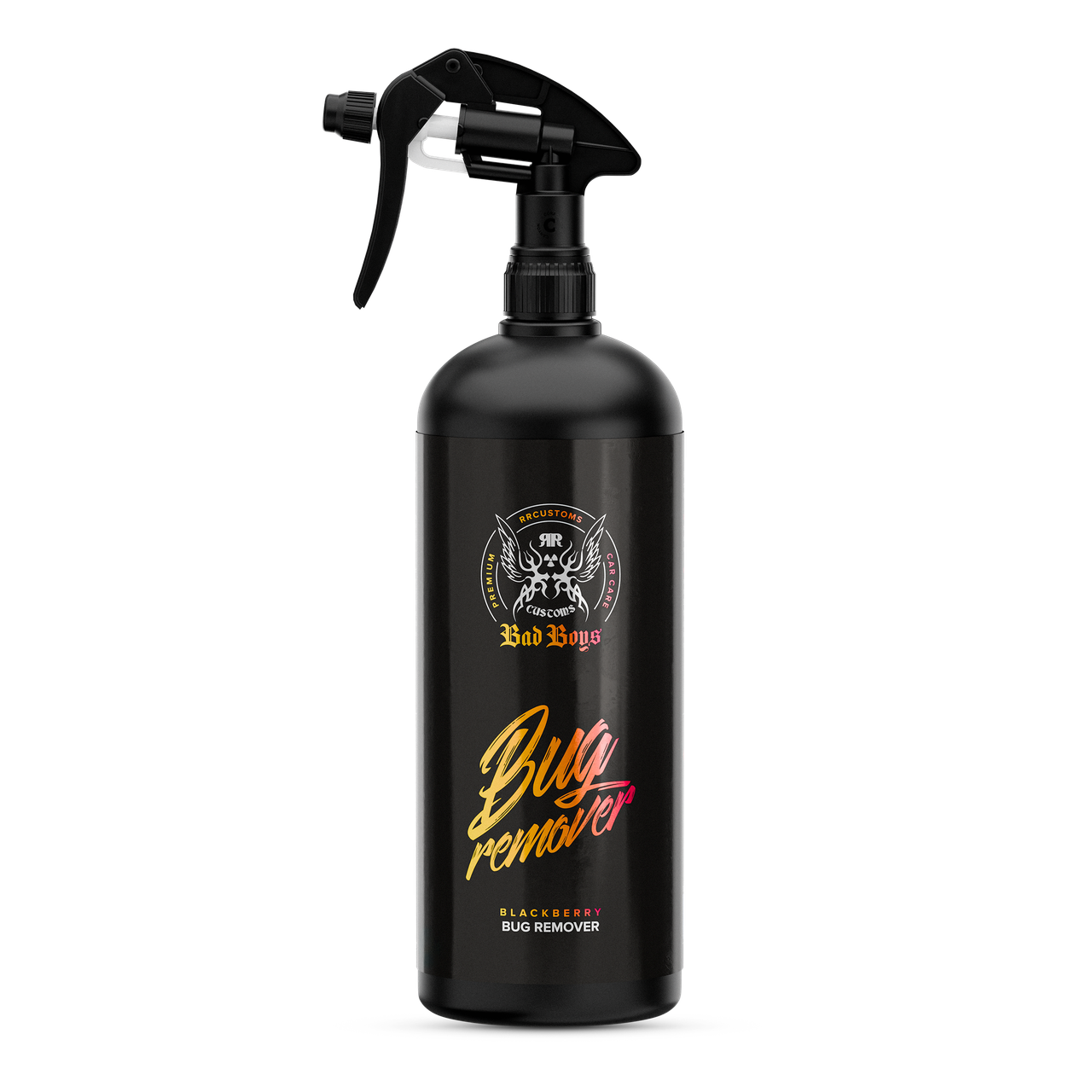 Bug Remover 1L – Black 1L spray bottle with yellow-orange label, formulated to dissolve insect residue from car surfaces | Car Detailing | miio Store