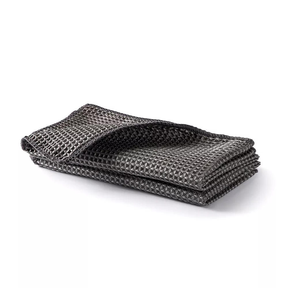 Microfiber for Glass – Chiffon microfibre gris foncé à texture waffle plié, conçu pour polir les vitres auto sans traces | Vitres Auto | miio Store