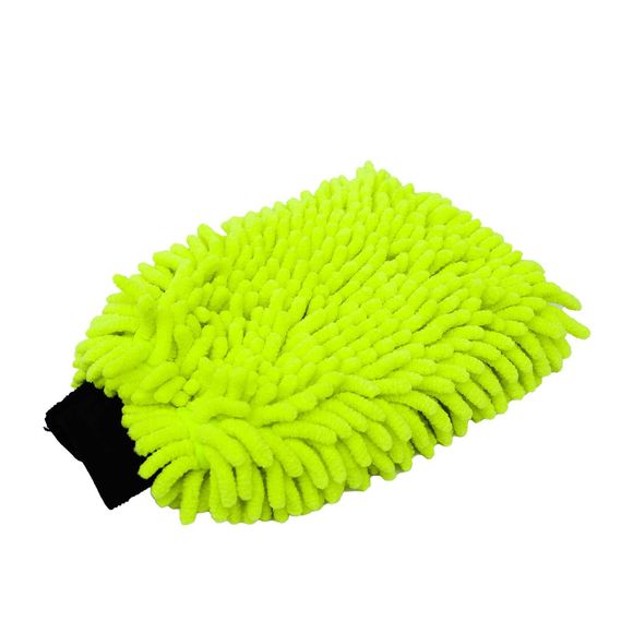 Neon Microfiber Glove – Bright neon yellow-green fluffy chenille wash mitt with black cuff for safe car paint washing | Car Care Tool | miio Store